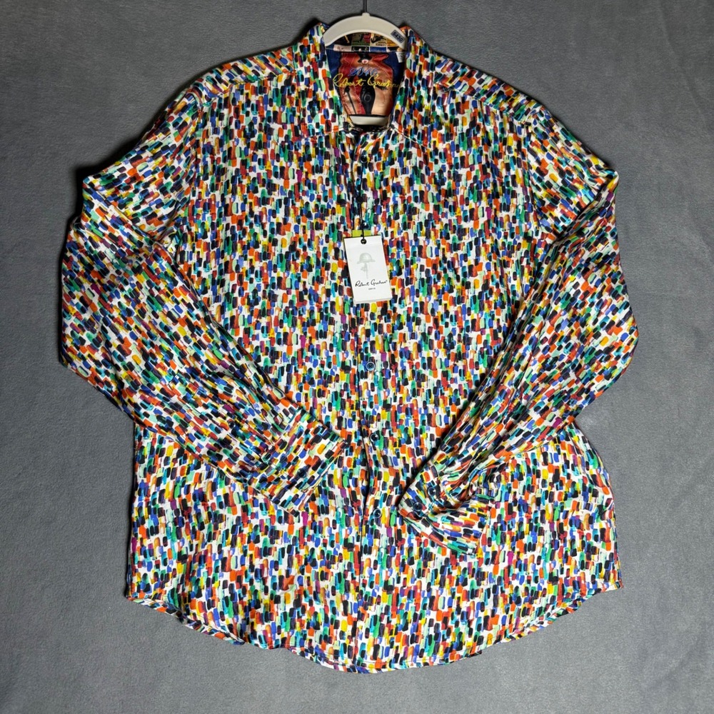 Robert Graham Mens XL Silk Cotton Limited Edition 2016 Abstract Button Shirt NWT